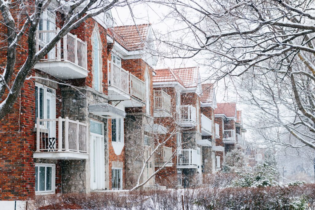 Row of houses in winter