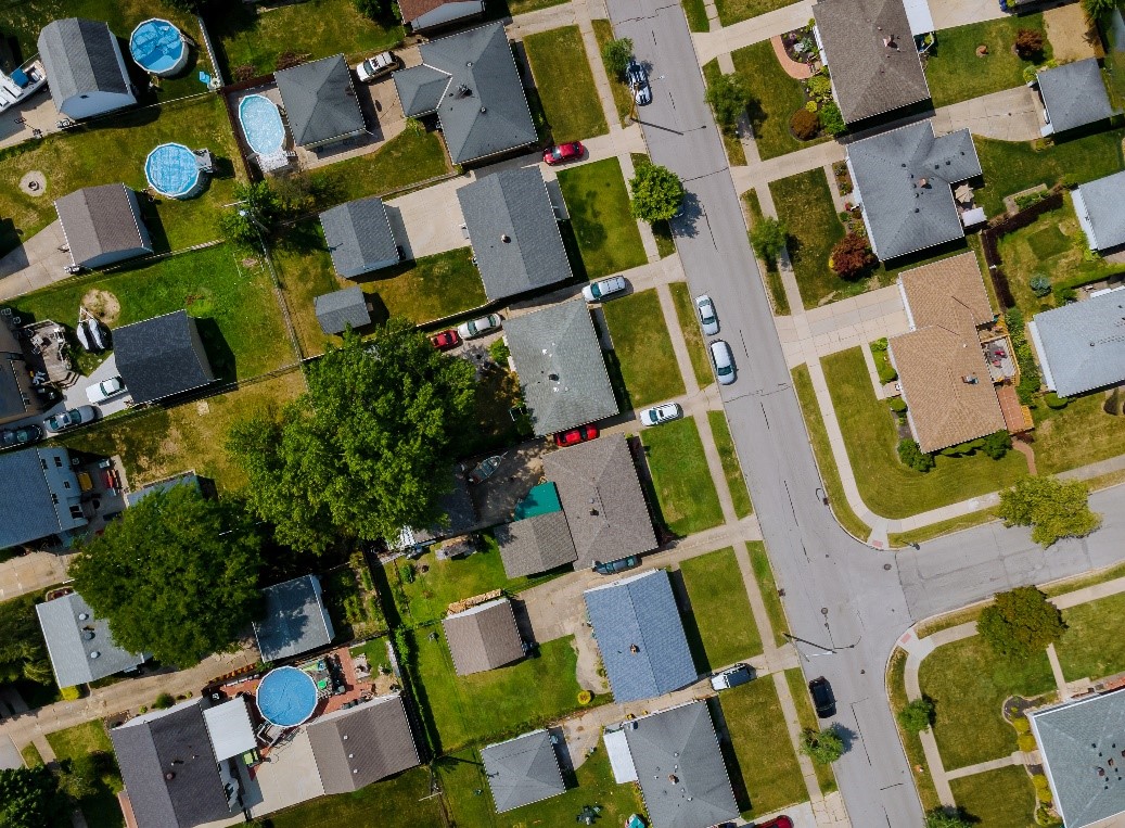Aerial view of a Windsor neighbourhood